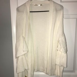 White ruffle sleeve cardigan